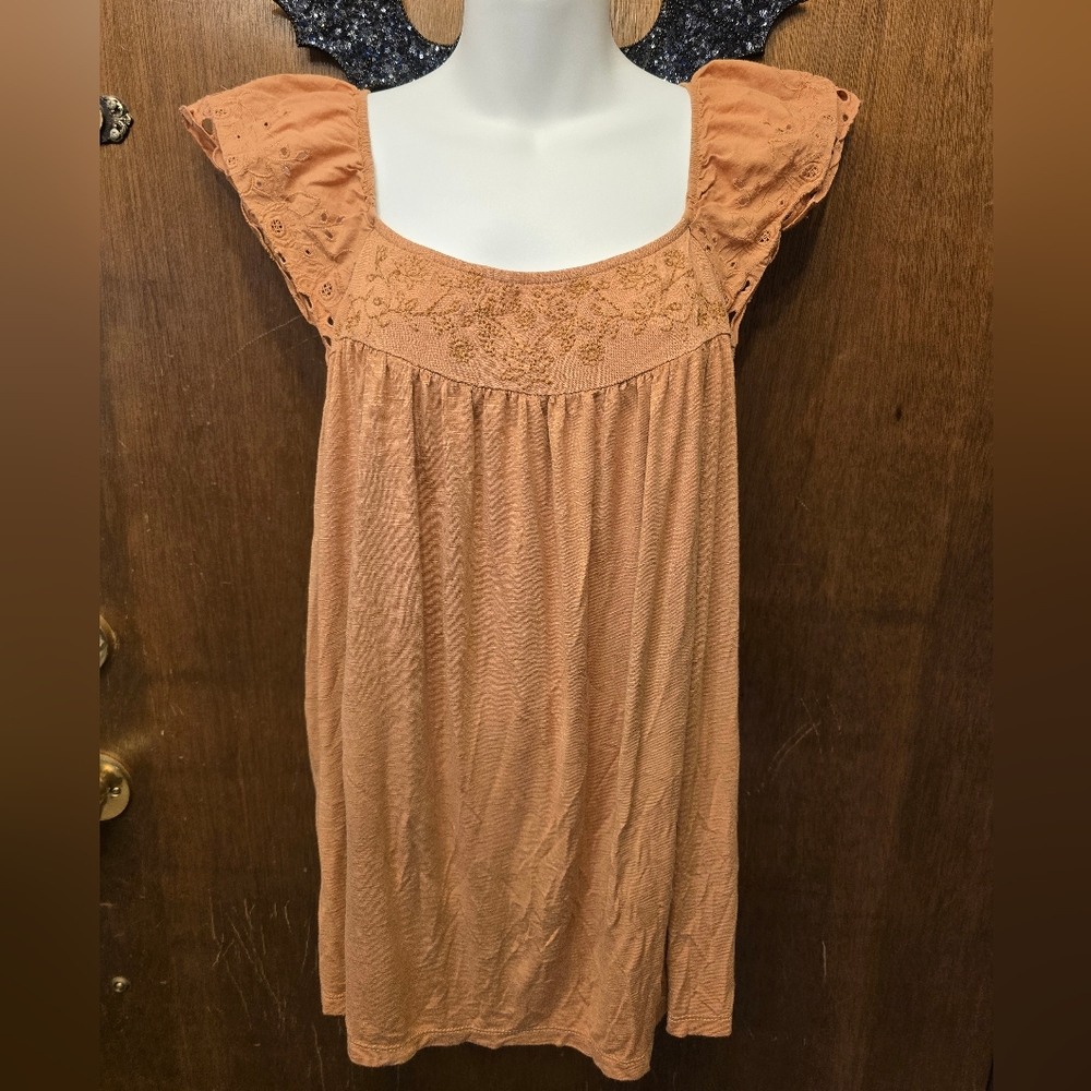 Torrid Square Neck Taupe Eyelet Tank, size 2